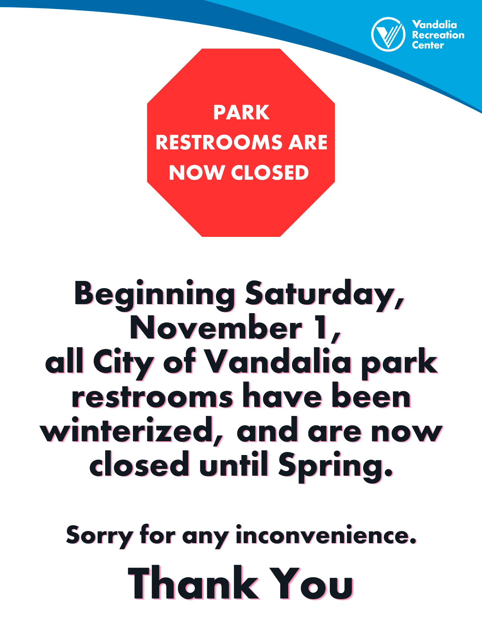 Park Restrooms Closed